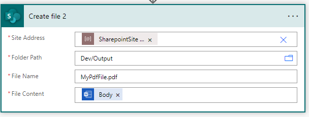 Generate PDF document using Word Online and Sharepoint connectors in Microsoft Flow