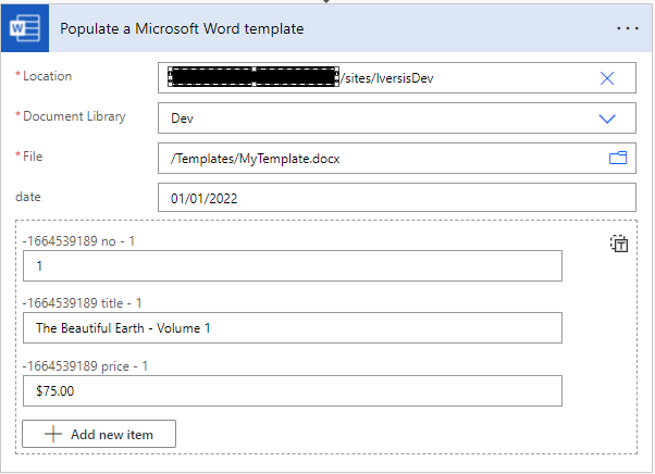 Generate PDF document using Word Online and Sharepoint connectors in Microsoft Flow