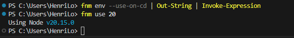 Node.js installation error with 'fnm use'